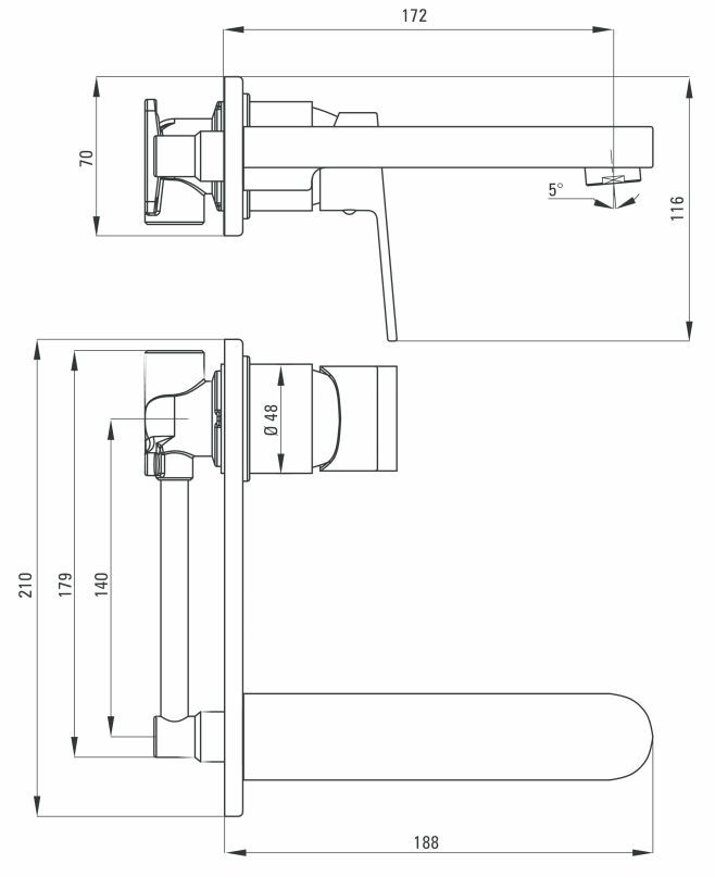 Смеситель для раковины скрытого монтажа Deante Alpinia, BGA_054L