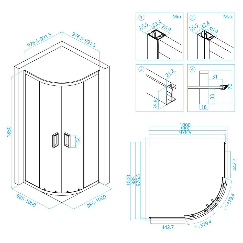 Душевой уголок RGW CL-54 100x100, 32095400-11