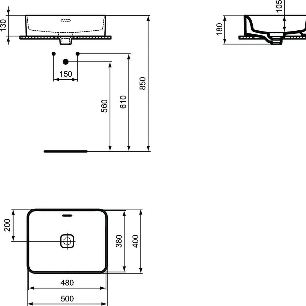 Умывальник Ideal Standard Strada II Square Vessel 50x40, T296501