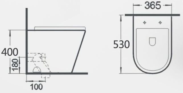 Унитаз приставной Gid TRS-263BM, 62212Y
