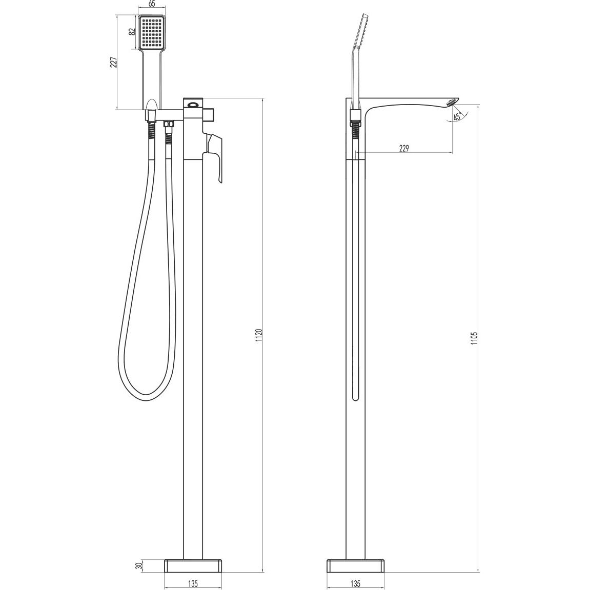 Смеситель для ванны напольный Lemark Unit, LM4544C