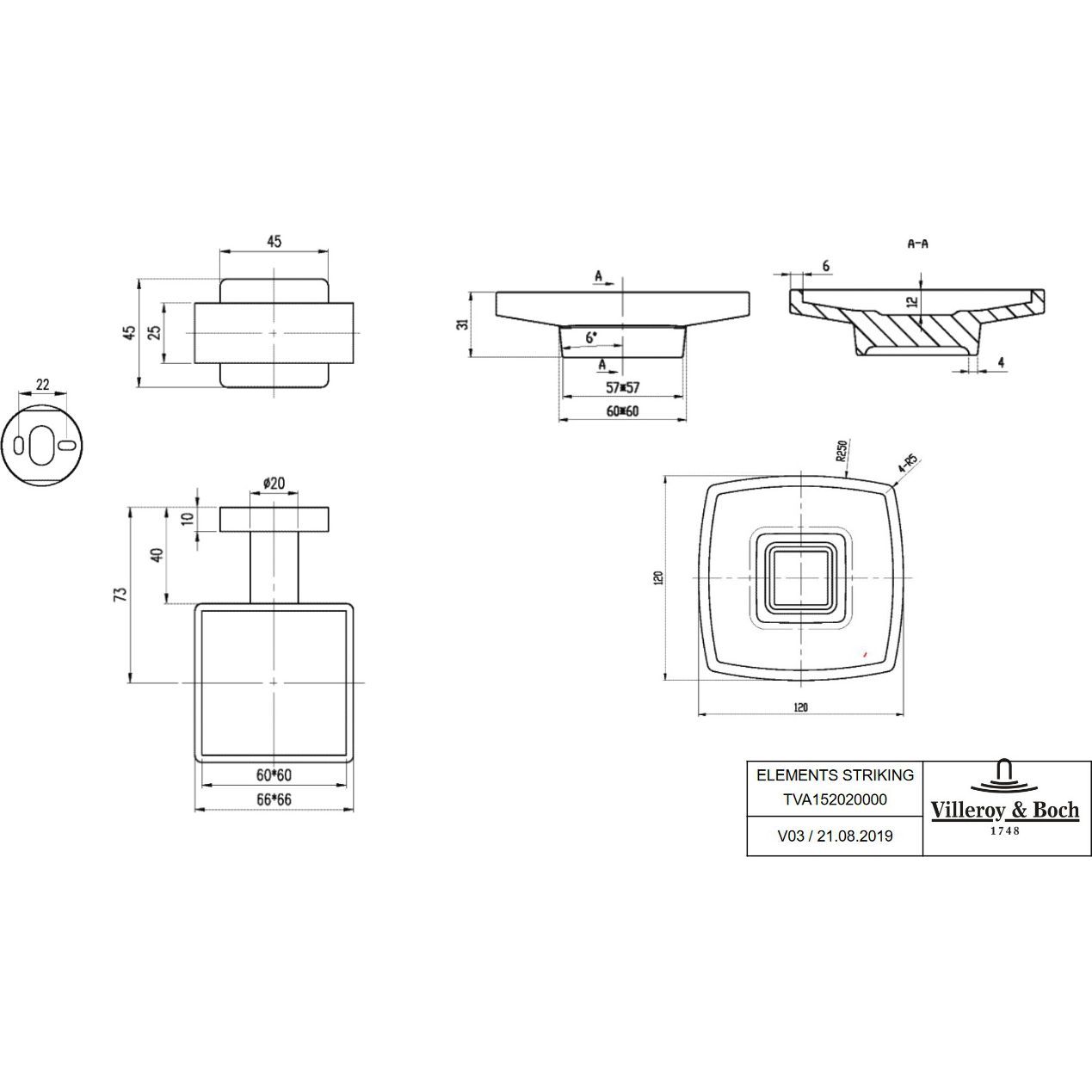 Мыльница Villeroy & Boch Elements, хром, TVA15202000061