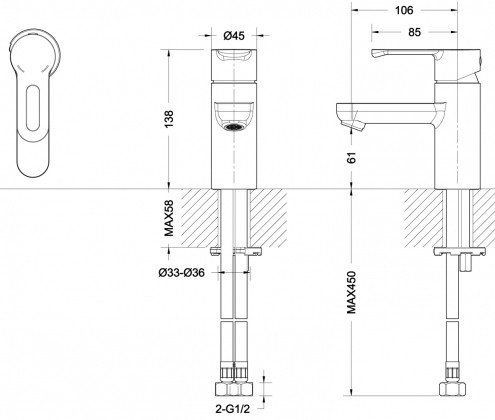 Смеситель для умывальника Bravat Stream-D F137163C