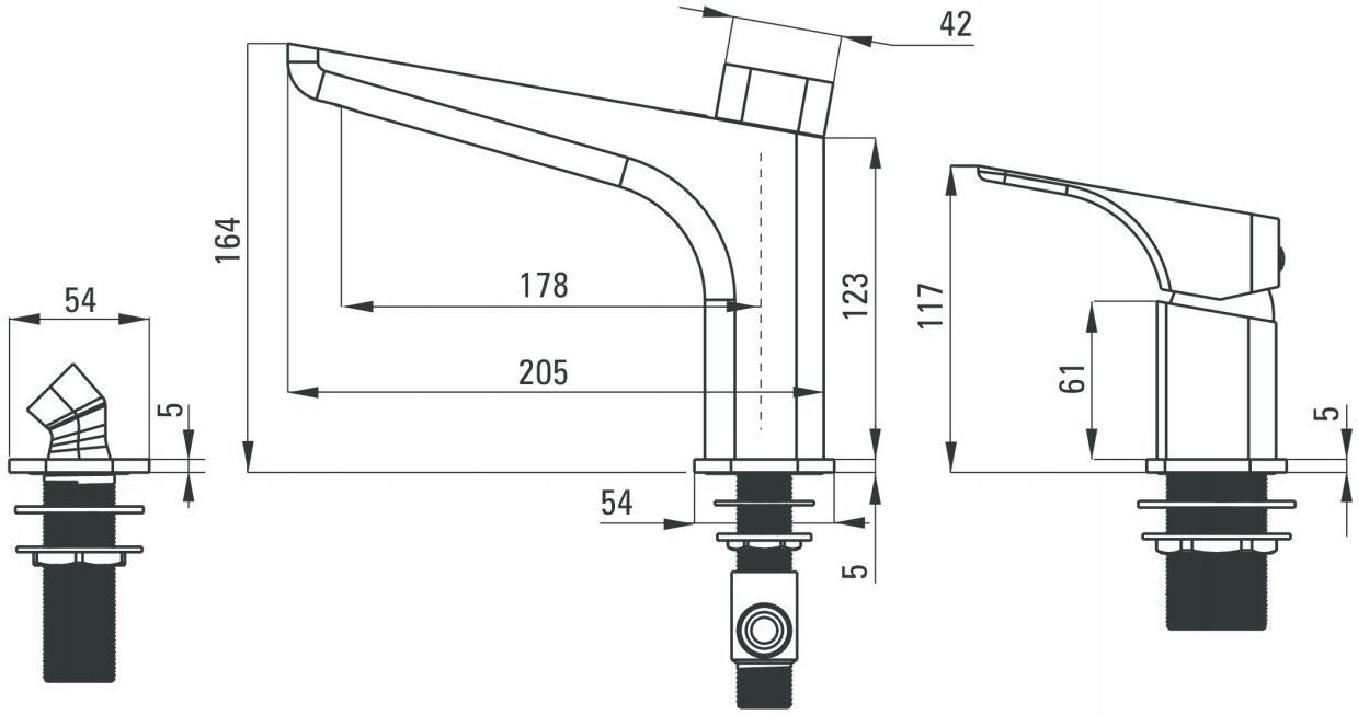 Смеситель для ванны врезной на 3 отверстия Deante Hiacynt, BQH_013M