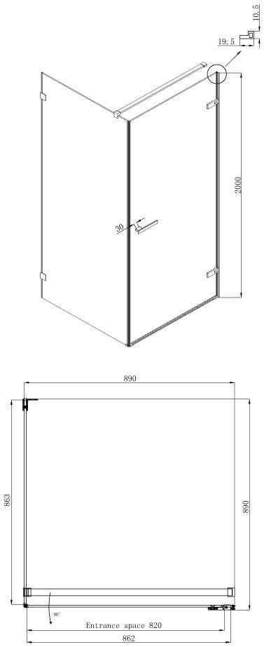 Квадратное душевое ограждение Ambassadro Amber 10011101R