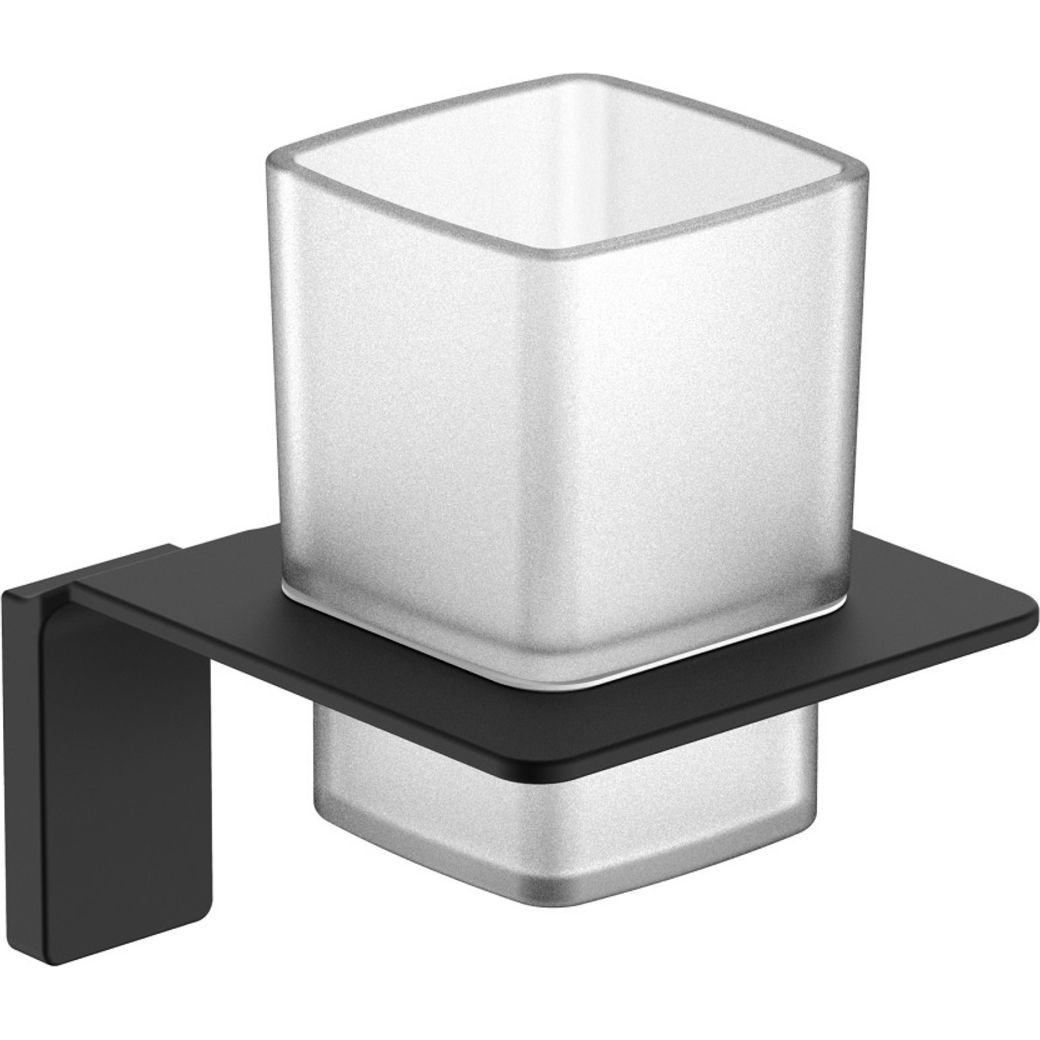 Подстаканник одинарный, матовое стекло, сплав металлов, черный, Iddis Slide, SLIBSG1i45