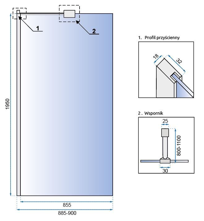 Перегородка Rea Aero N 90, REA-K7553