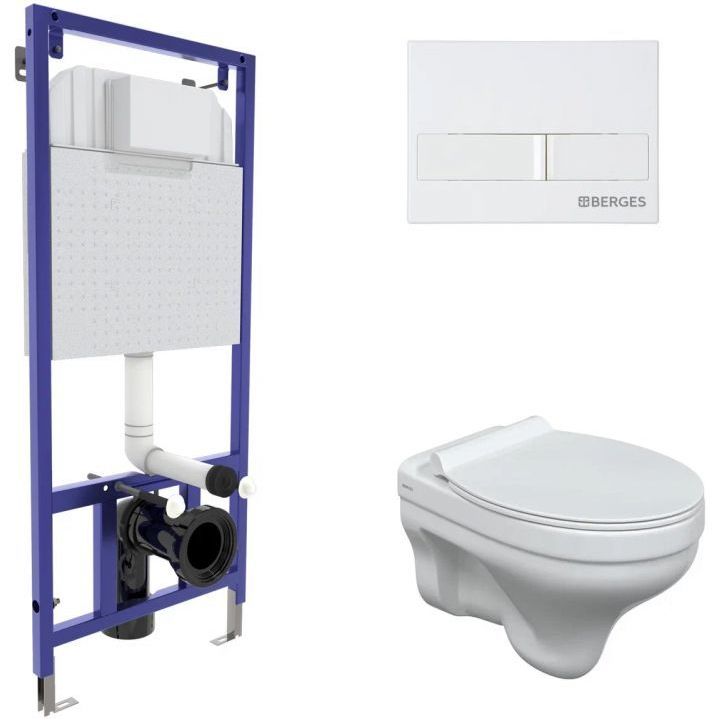 Комплект Berges Novum, кнопка L1 белая, унитаз Albit S, сиденье Top Slim, 042436