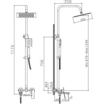 Душевая система с верхним душем, смесителем и ручной лейкой Haiba HB24533-3