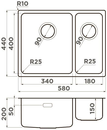 Мойка Omoikiri Tadzava 58-2-U/IF-IN-L, 4993774