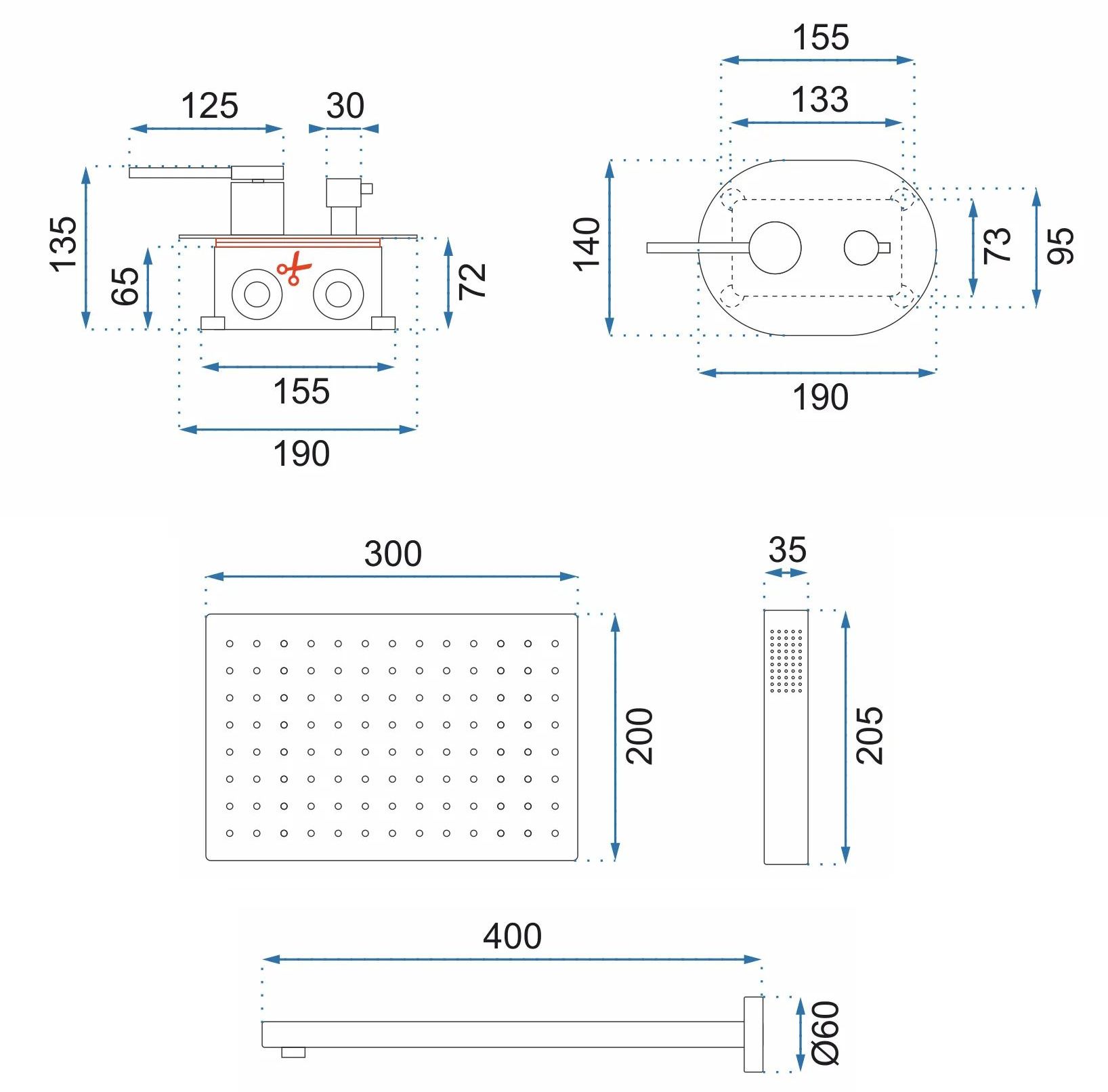 Душевая система Rea Oval Black, REA-P8467