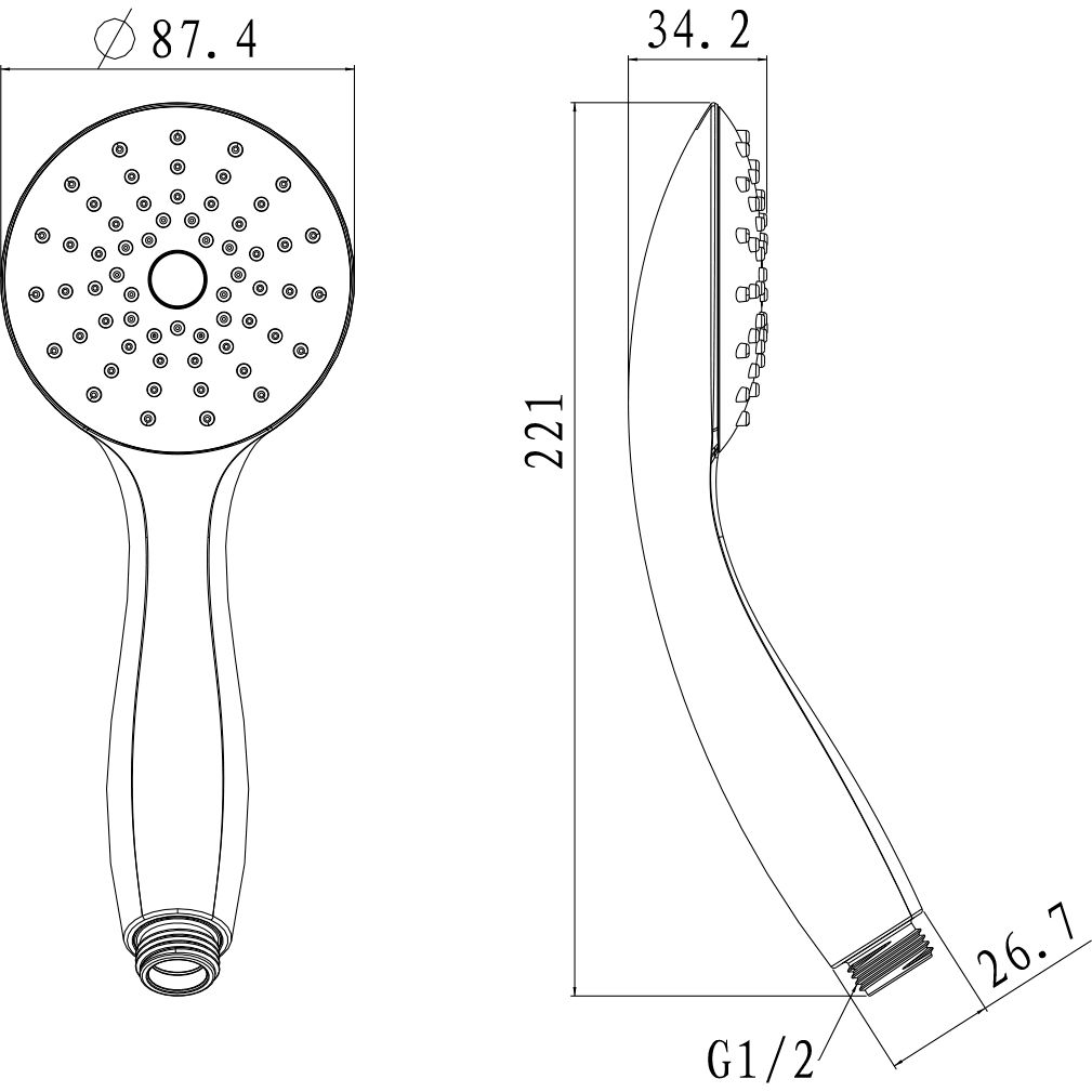 Лейка душевая круглая 1-функциональная 88х221 мм Lemark, LM8119C