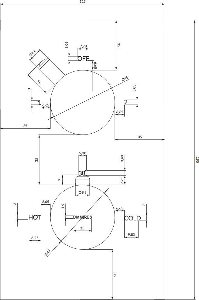 Термостатический наружный элемент смесителя для ванны Omnires Y, Y1236/KROCR