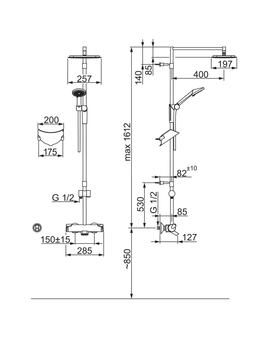 Душевая стойка с термостатом Oras Optima, 7193U