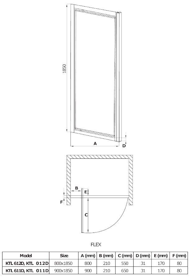 Двери для ниши распашные Deante Flex