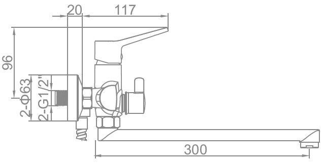 Смеситель для ванны Ledeme L2269