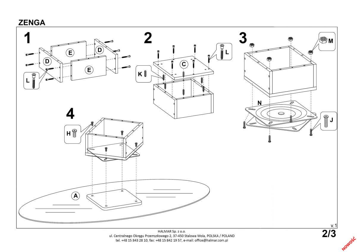 Стол журнальный Halmar Zenga черный/дуб золотой, V-CH-ZENGA-LAW