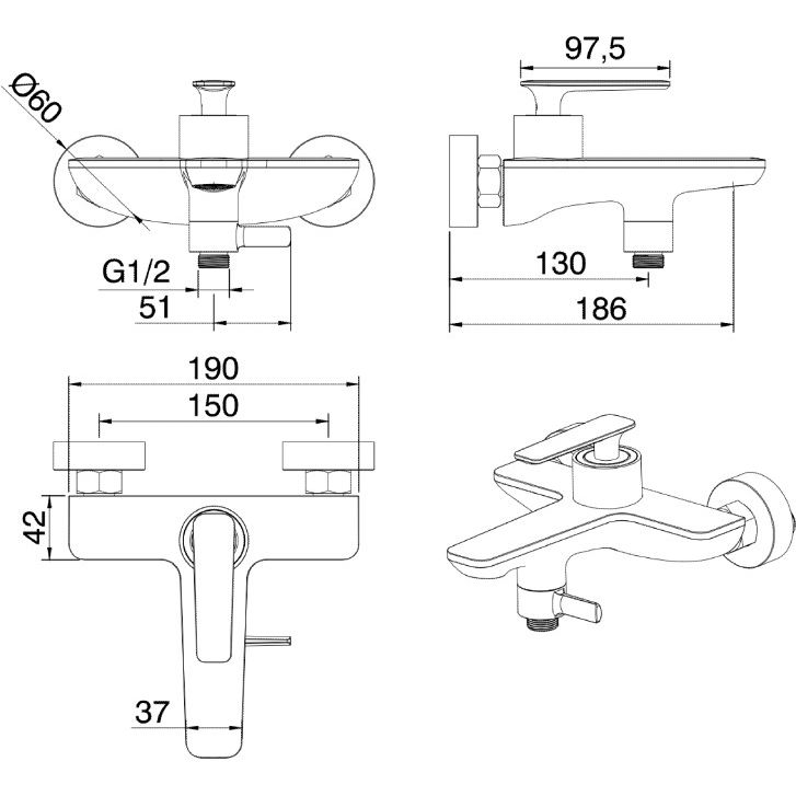 Смеситель для ванны Vivi Felice 0240