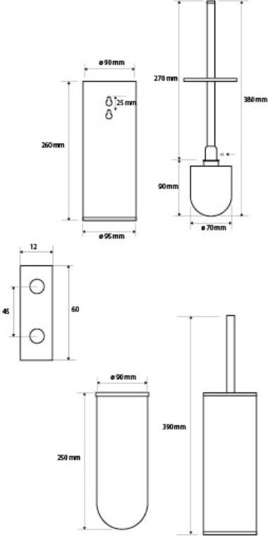 Туалетная щетка с держателем высокая Bemeta Dark, 102313060