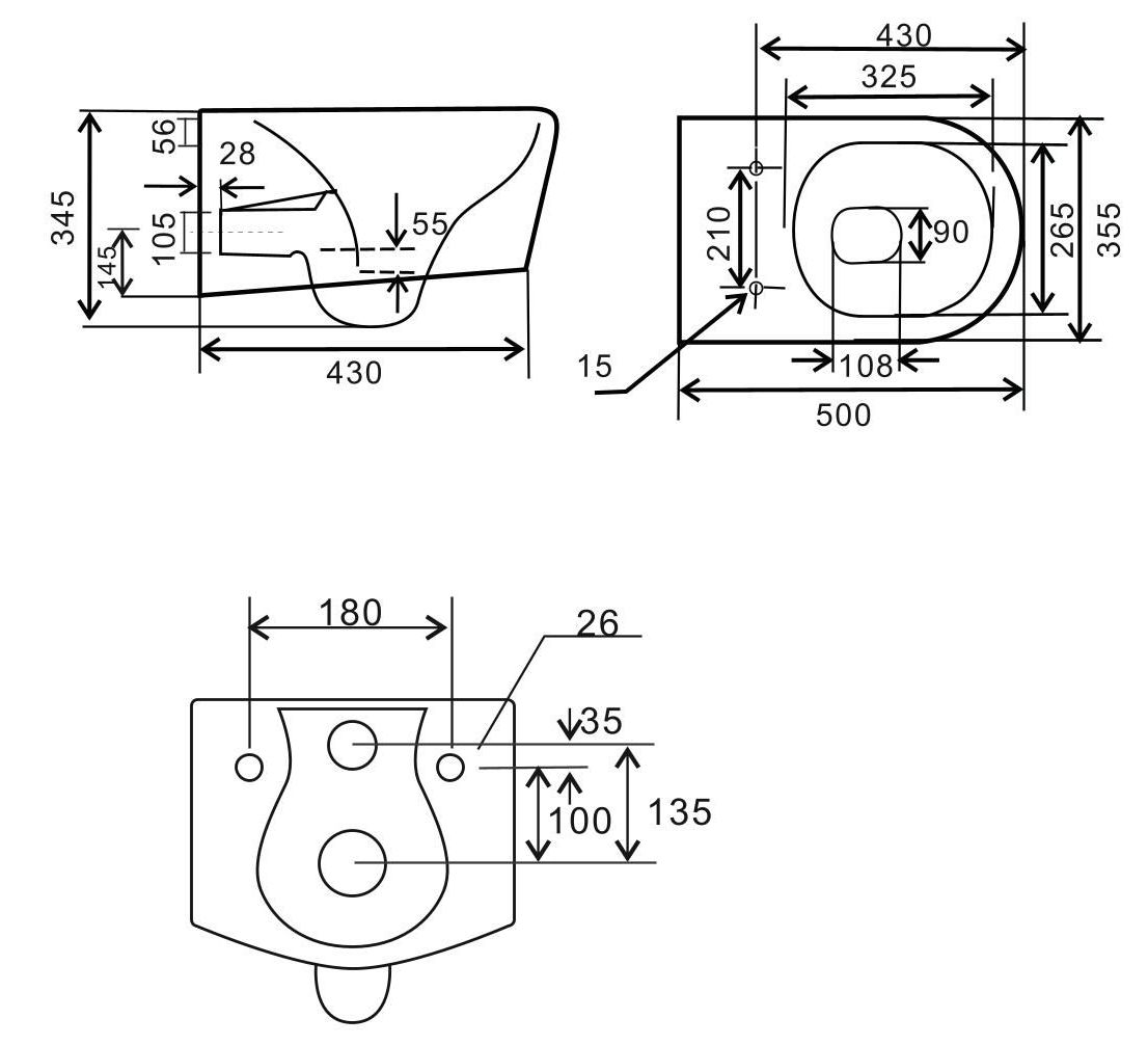 Унитаз подвесной Uptrend Corona Rimless, TR2197