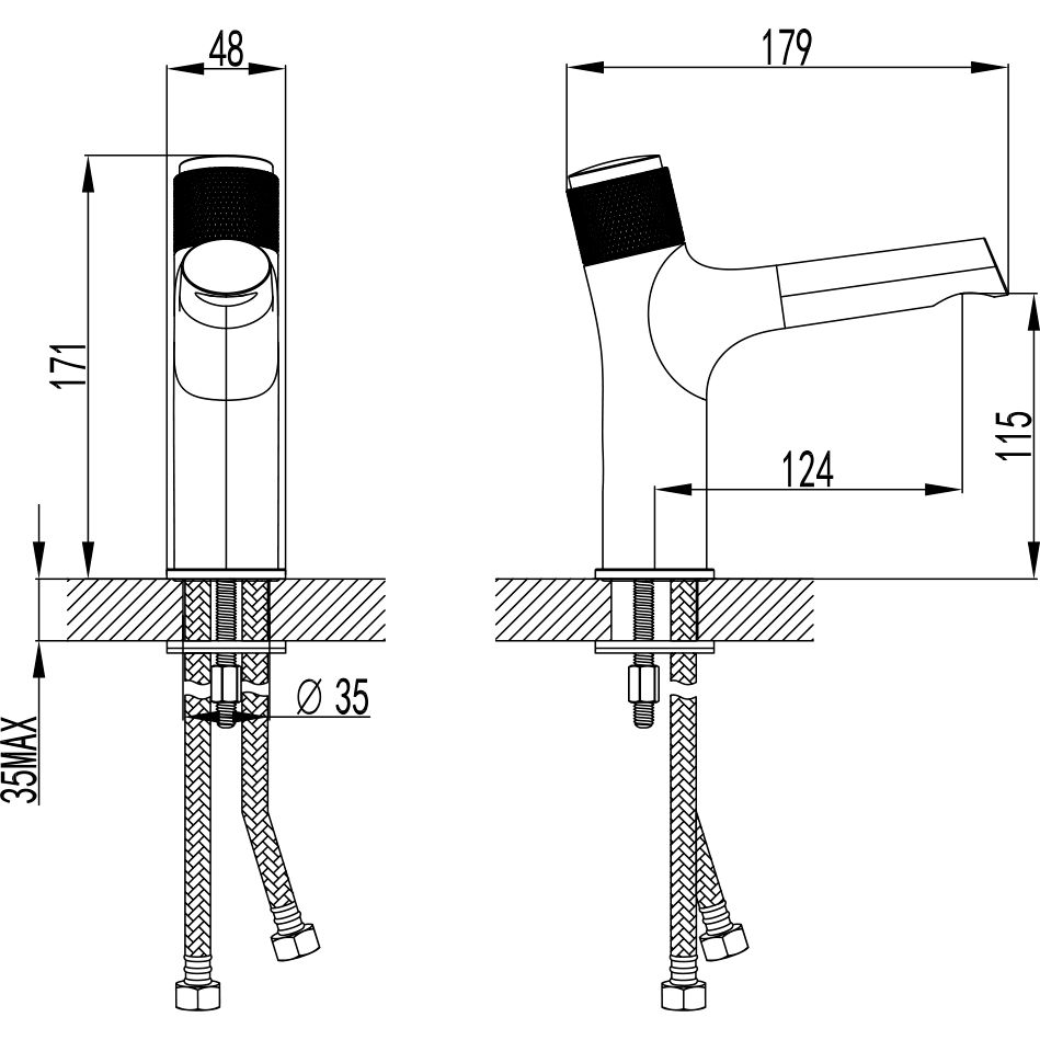 Смеситель для умывальника кнопочный монолитный Lemark Project, LM4676C