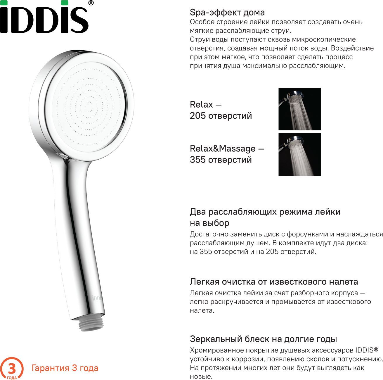 Лейка для душа, Iddis SpaHome, SPA1F00i18