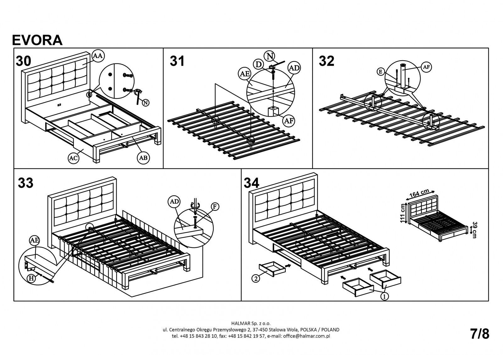 Кровать Halmar Evora бежевый 160/200, V-CH-EVORA-LOZ