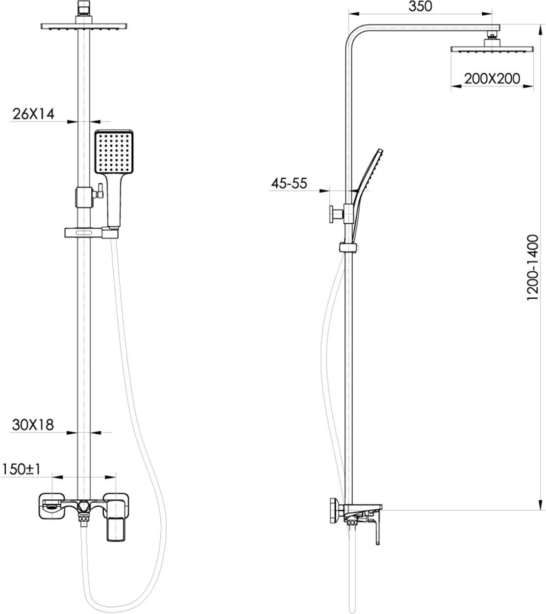 Смеситель с верхним душем, черный, Iddis Bild, BILBL1Fi06