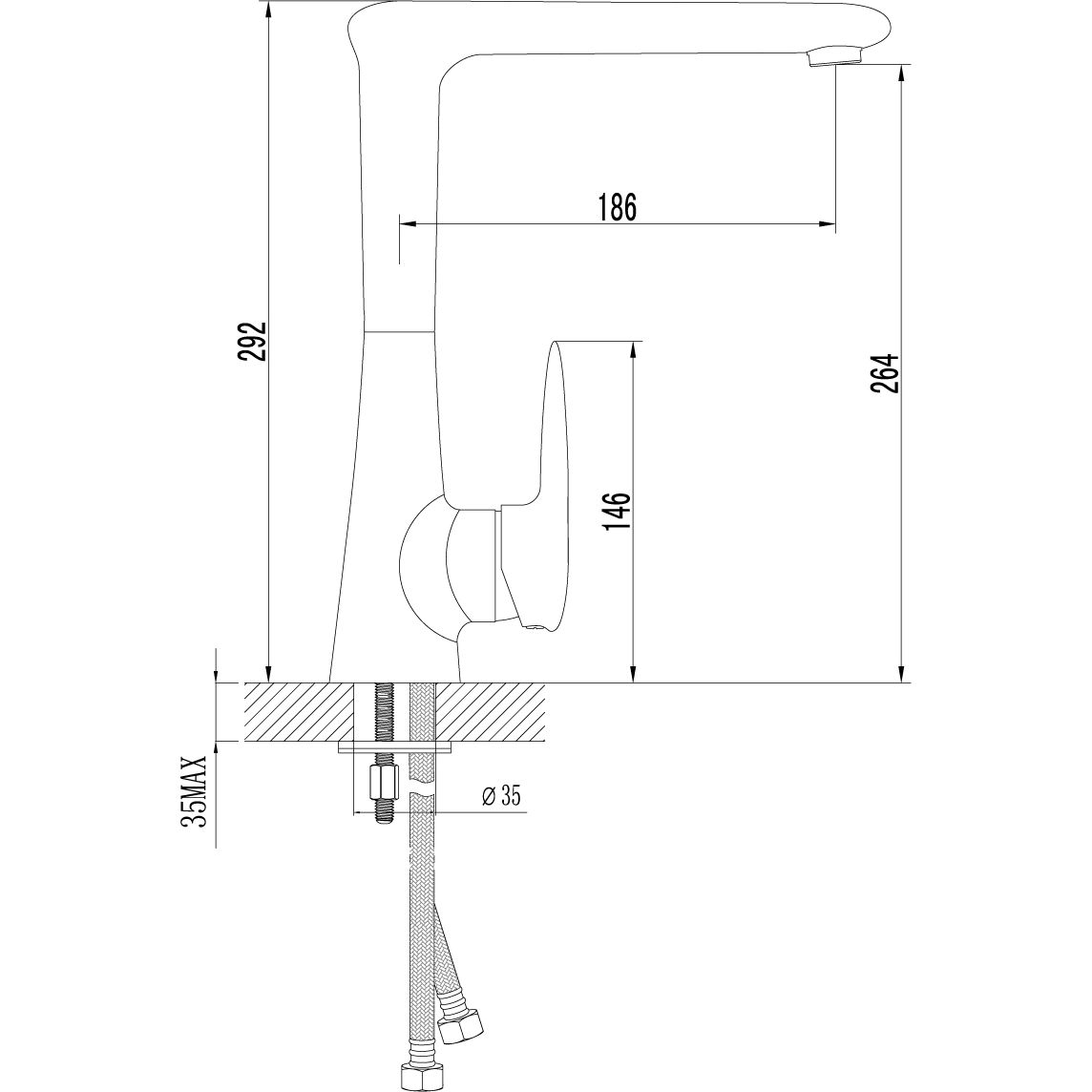 Смеситель для кухни с высоким поворотным изливом Lemark Status, LM4405C