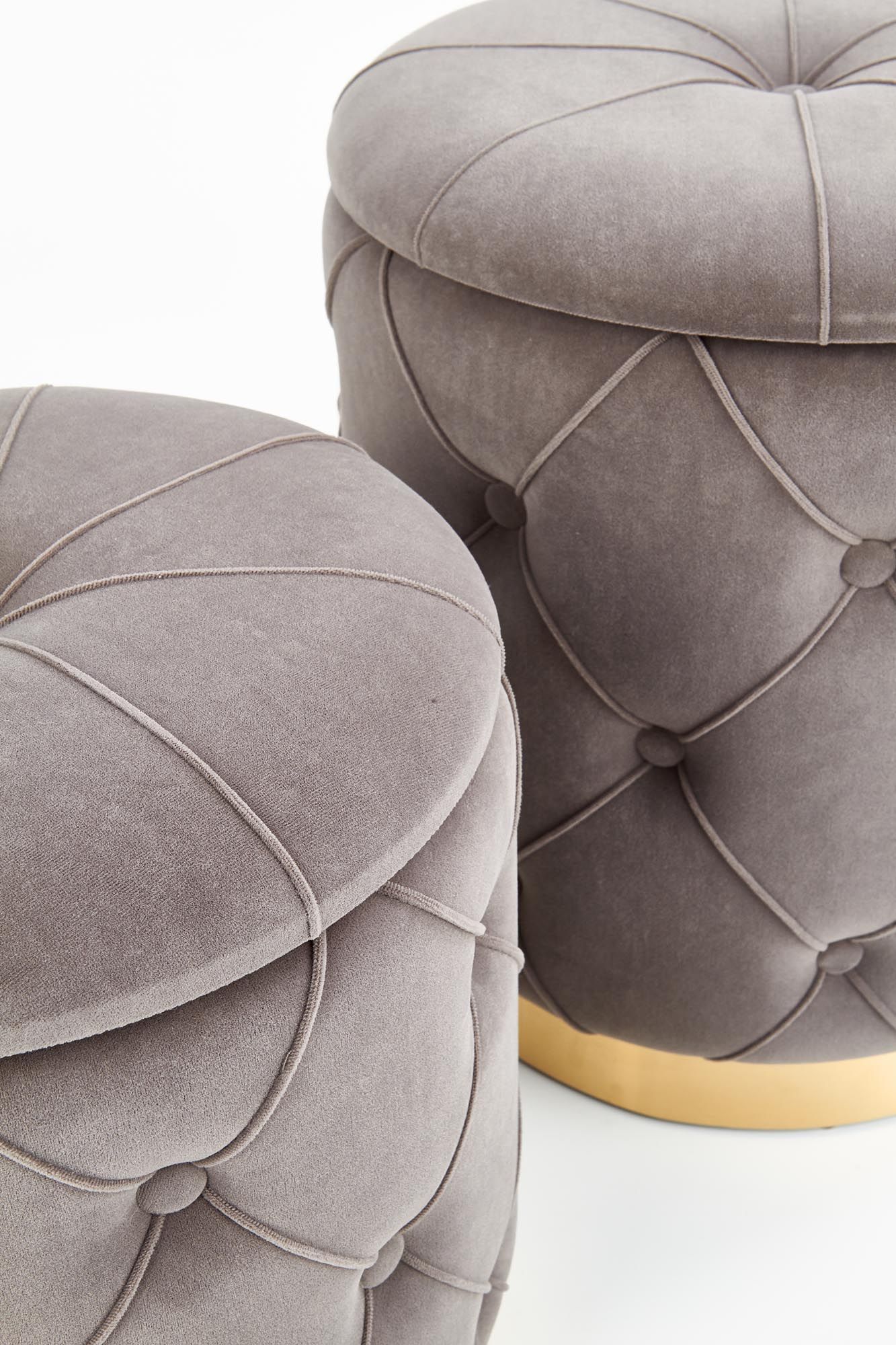 Комплект Halmar Polly (2 пуфа) серый/золотой, V-CH-POLLY-PUFA-POPIEL