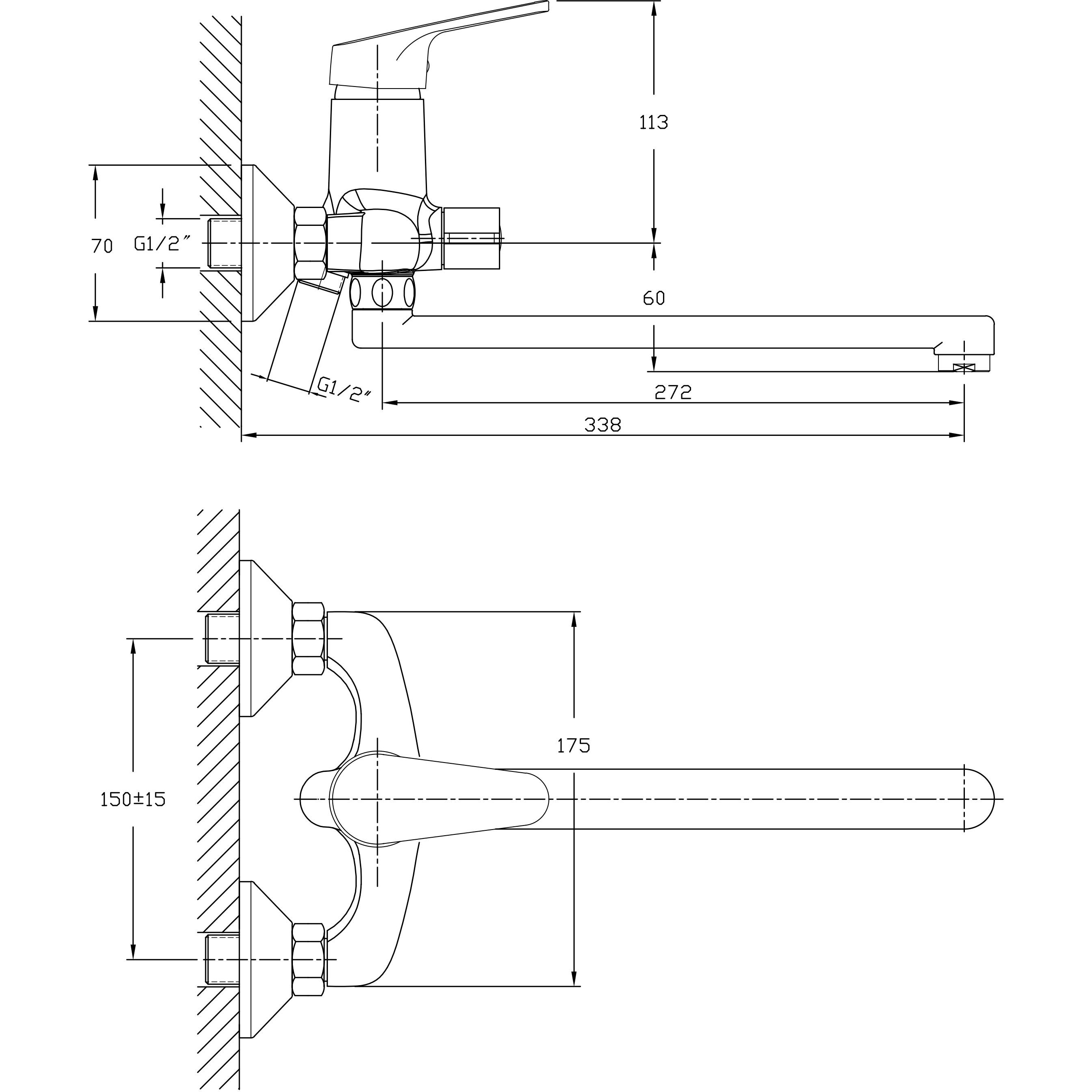 Смеситель для ванны с длинным изливом Haiba HB2216