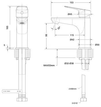 Смеситель для умывальника Bravat Rhein F1429564BW-9