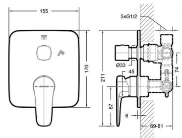 Накладка для смесителя скрытого монтажа Bravat Source (2 функции) PB8173218CP-2