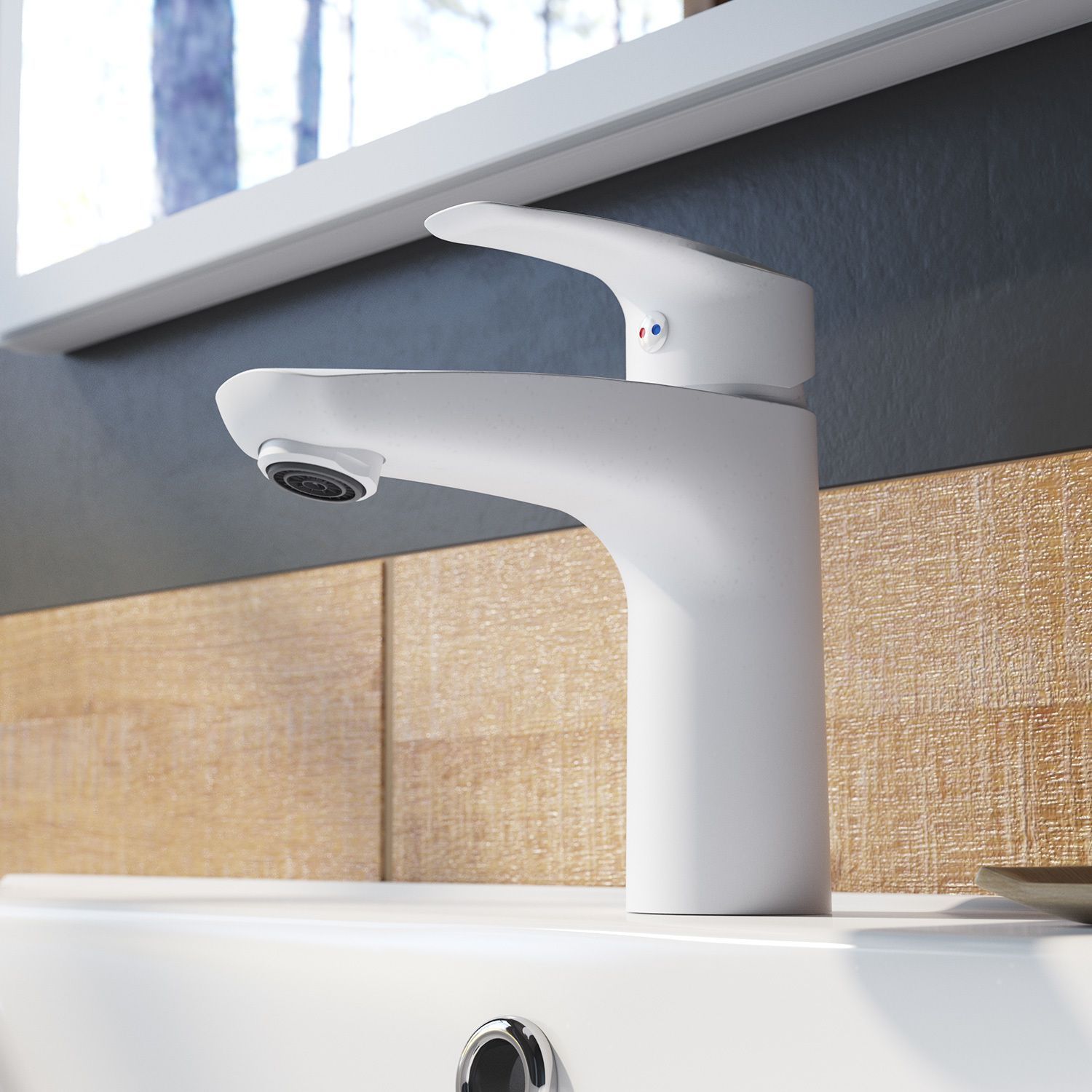 Смеситель для умывальника, белый матовый, Iddis Ray, RAYWT00i01