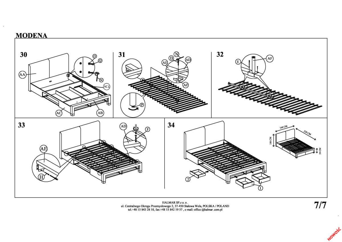Кровать Halmar Modena серый 180/200, V-CH-MODENA_180-LOZ