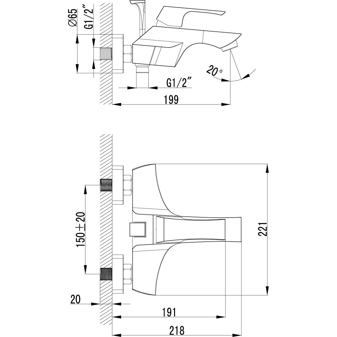 Смеситель для ванны с коротким изливом с аксессуарами Lemark Unit, LM4502C