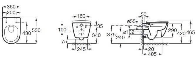 Унитаз подвесной Roca Ona Rimless в комплекте с крышкой, A34H688000