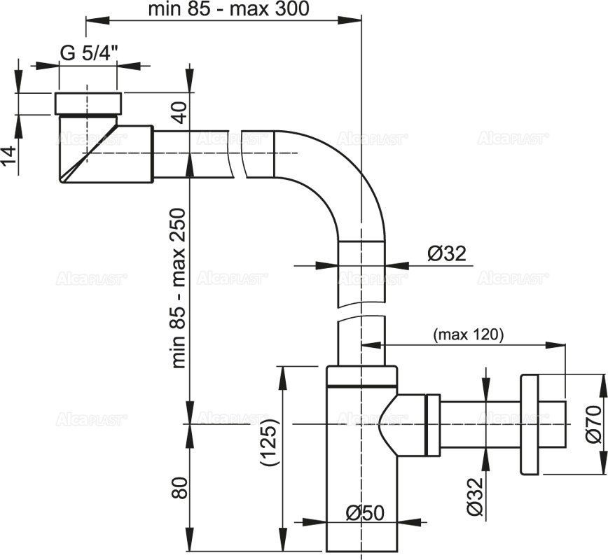 Сифон для умывальника Alcaplast, A403