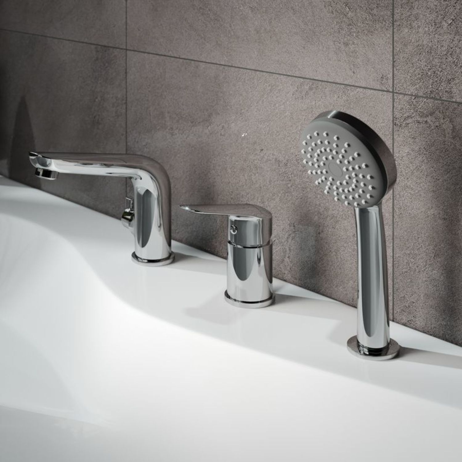 Смеситель на борт ванны на 3 отверстия с керамическим дивертором, Iddis Torr, TORSB30i07