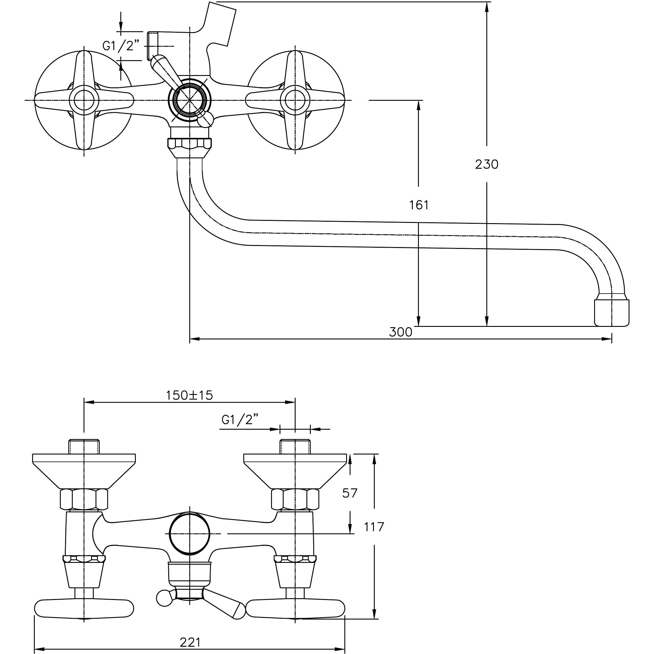 Смеситель для ванны с длинным изливом Haiba HB2220