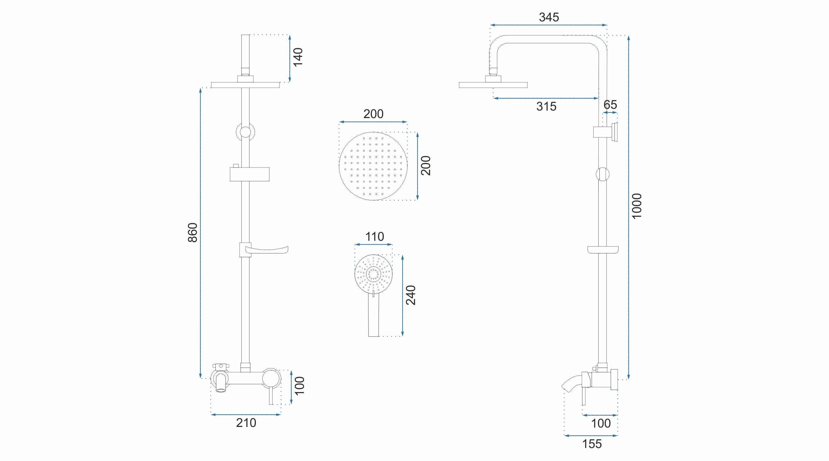 Душевая система Rea Luis Chrome, REA-P7007