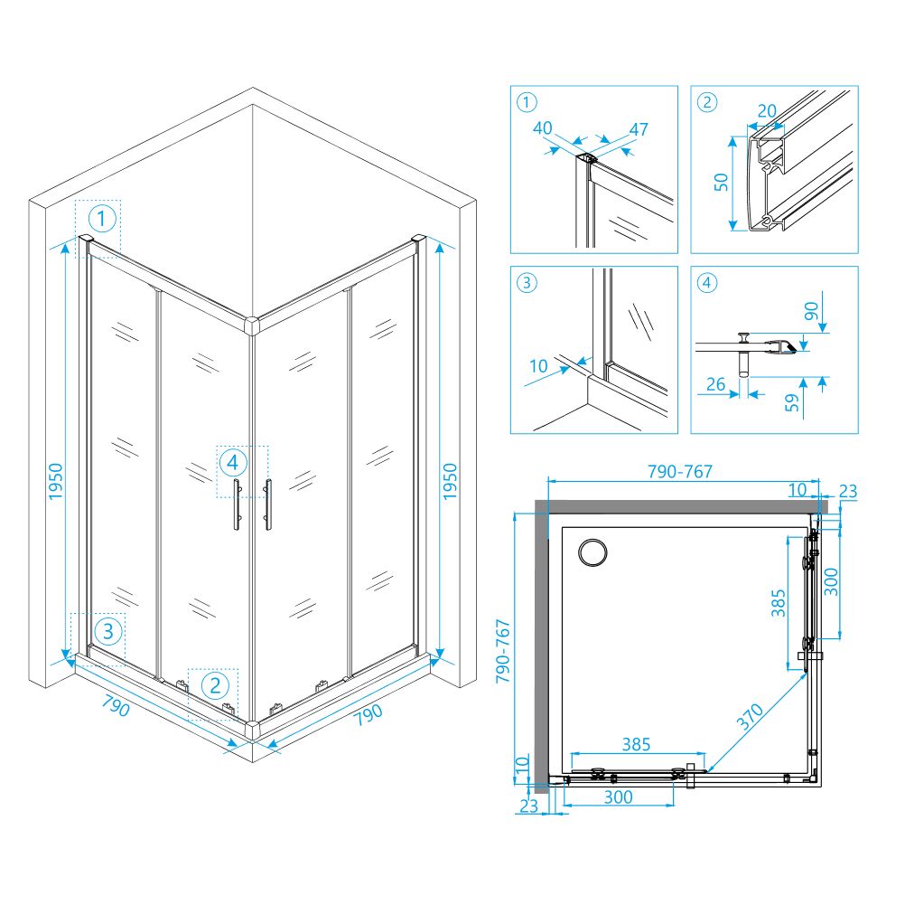 Душевой уголок RGW HO-31-80x80, 03063188-11