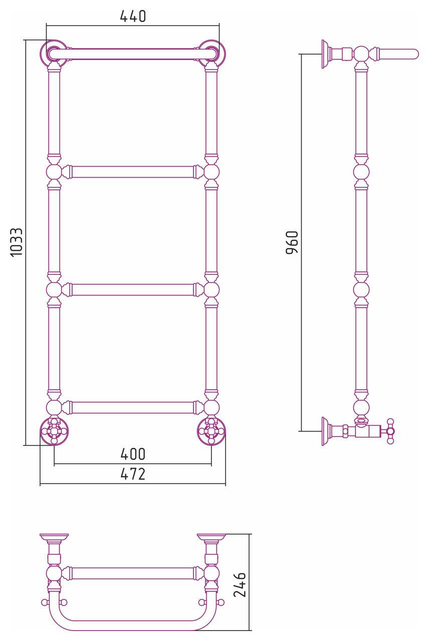 Водяной полотенцесушитель Сунержа Ренесаннс 1386 960x400
