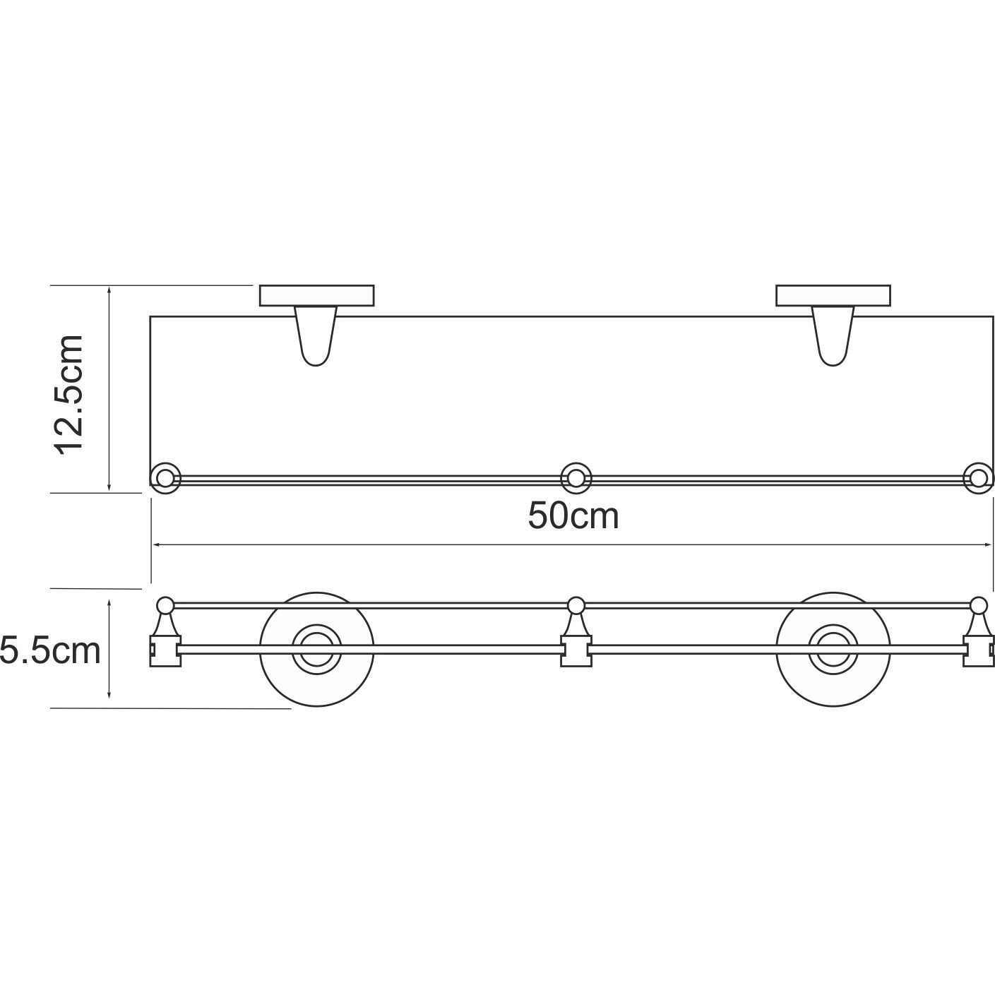 Полка стеклянная с бортиком WasserKRAFT Rhein, K-6244