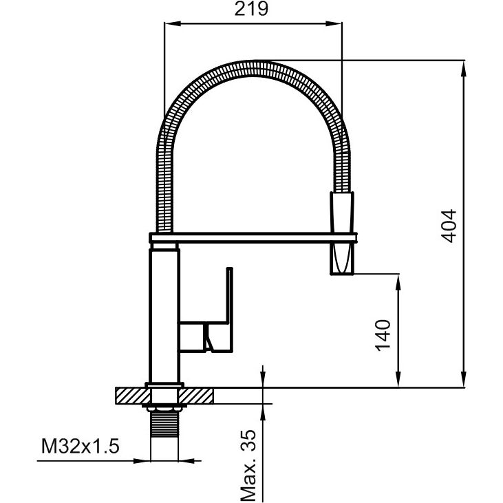 Смеситель для кухни с пружинным изливом Ahti Kemi, KM823019