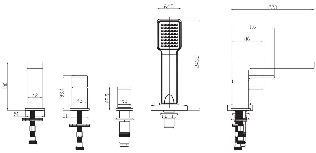 Смеситель для ванны Omnires Baretti, BA7832BL