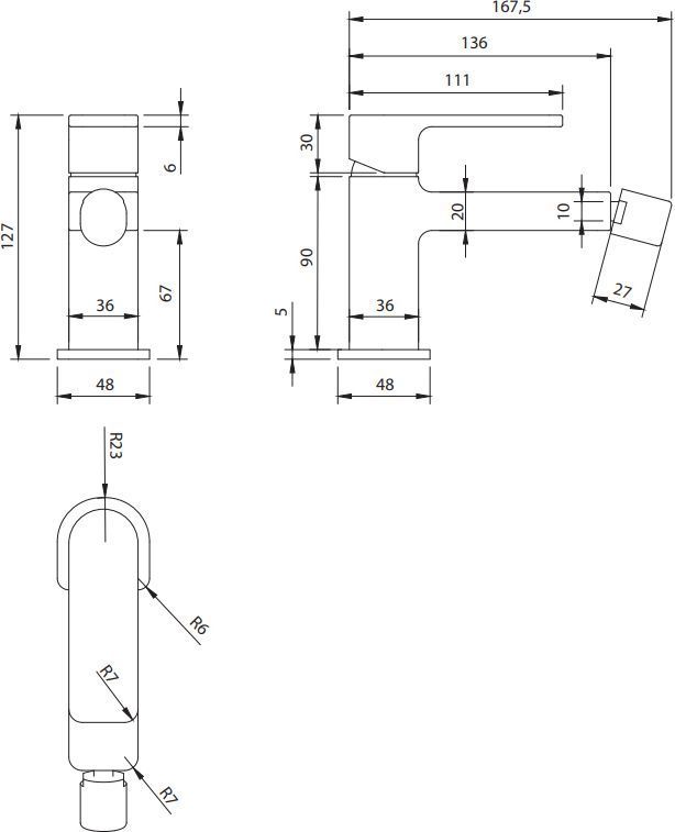 Смеситель для биде Omnires Baretti, BA7820BL