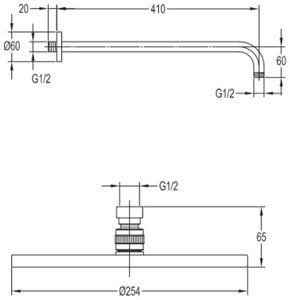 Верхний душ с держателем Omnires, WGSET1BL