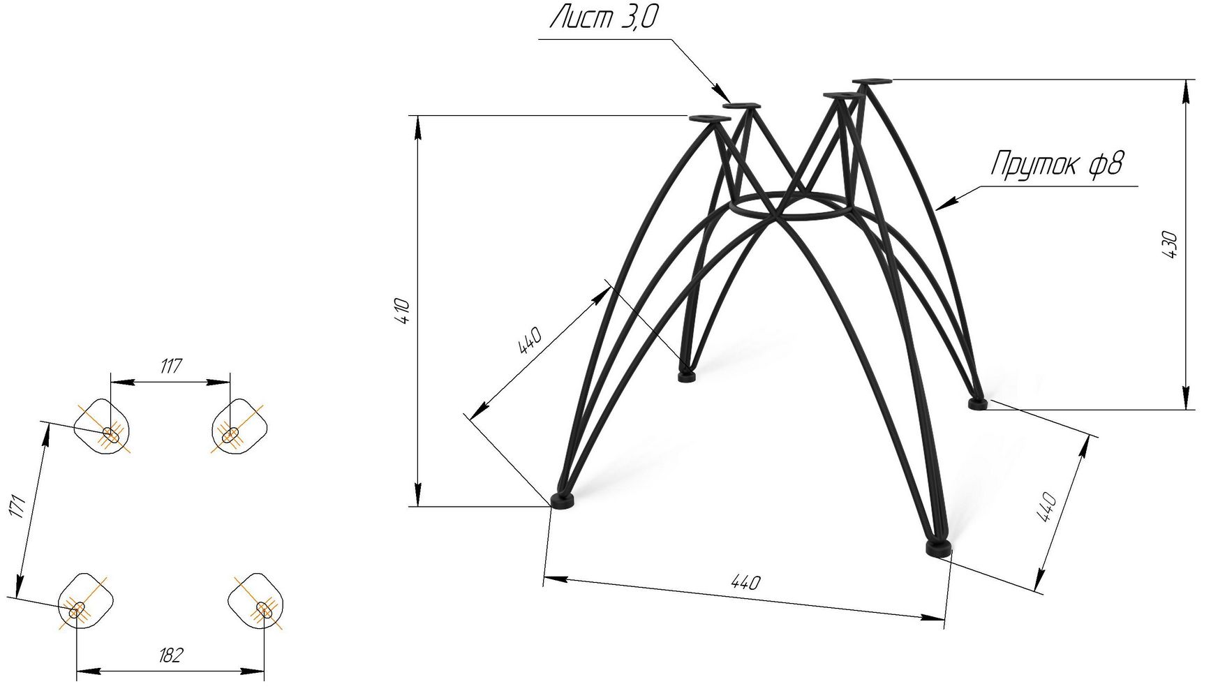 Каркас стула Sheffilton SHT-S112 хром лак, 154245