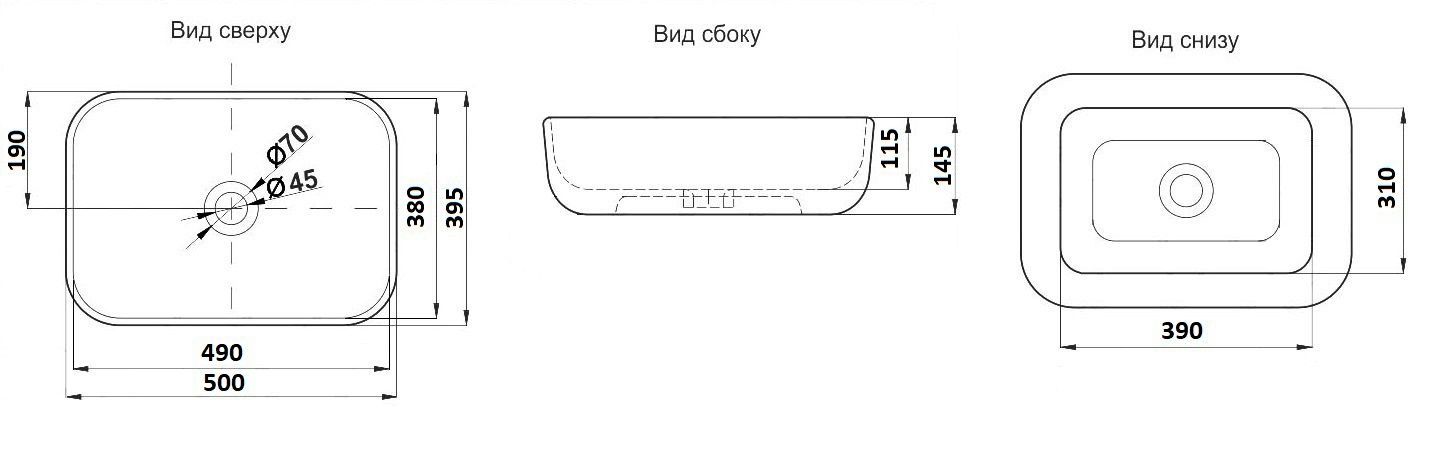 Раковина для ванной Ceramalux 50x40, K397D9